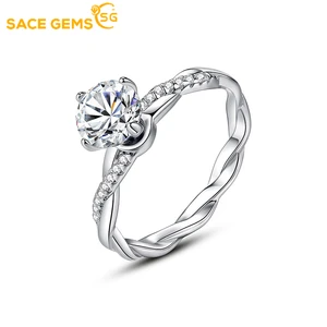 SACE GEMS Sparkling Real  Moissanite Wedding Rings For Women Top Quality 100% 925 Sterling Silver Engagement Fine Jewelry