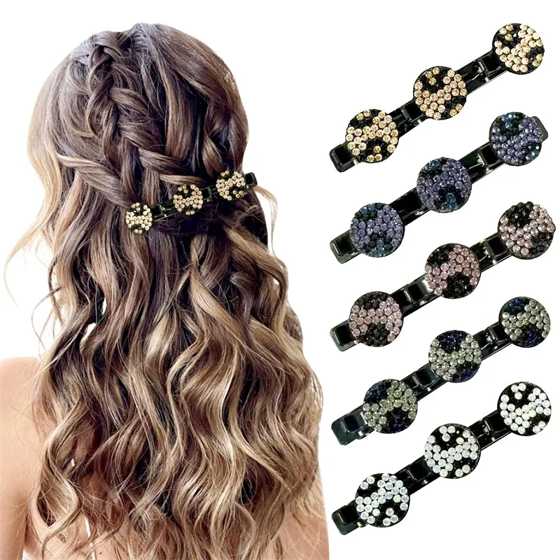 

Korean Acrylic Crystal Flowers Hair Clip For Women Girls Rhinestones Sweet Cute Bangs Side Barrettes Braiding Hair Accessories