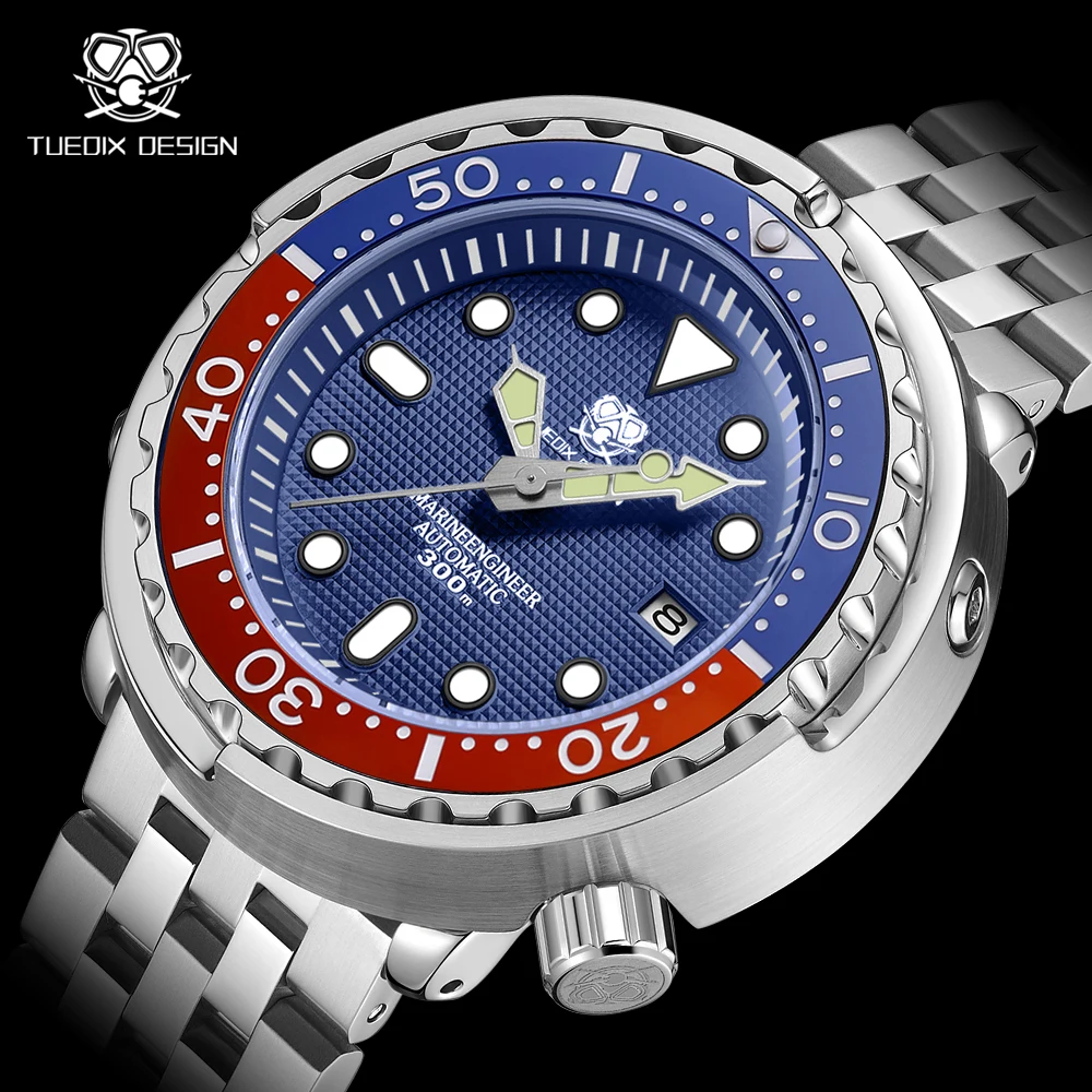 

TUEDIX Tuna NH35 Watch for Men Blue Steel Mechancial Wristwatch Waterproof Diver Luxury Montre Homme Luminous Hand Sapphire