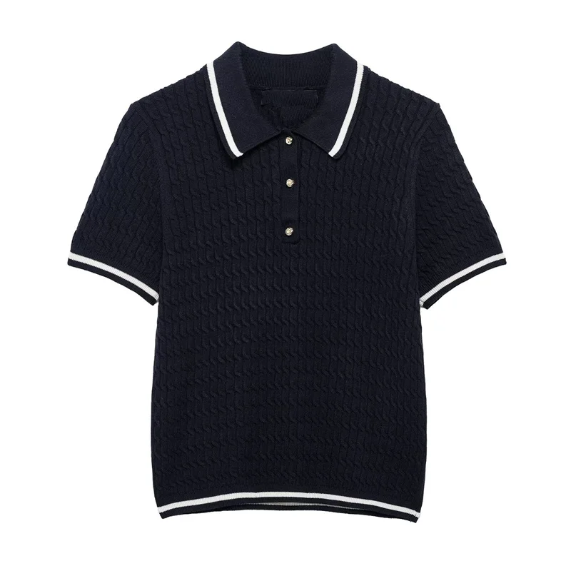 Весенний женский вязаный свитер с воротником-поло топ 2025 года новый модный