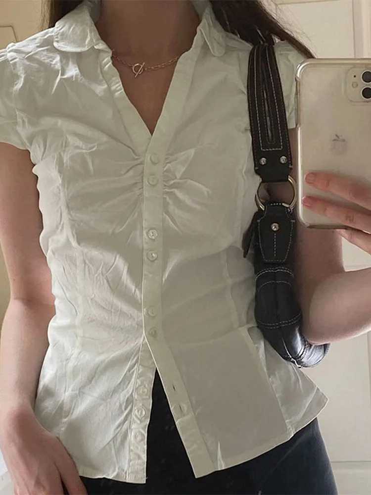 Женская Винтажная футболка в стиле Харадзюку белая Повседневная с коротким