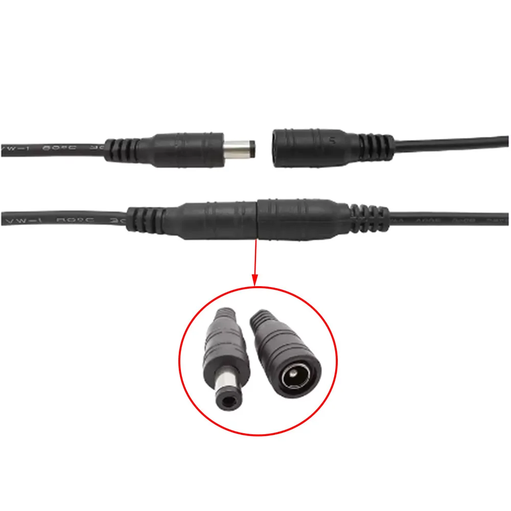 1/5/10 шт. черный 5 x 2 1 мм штекер постоянного тока папа-мама кабель проводной косичка