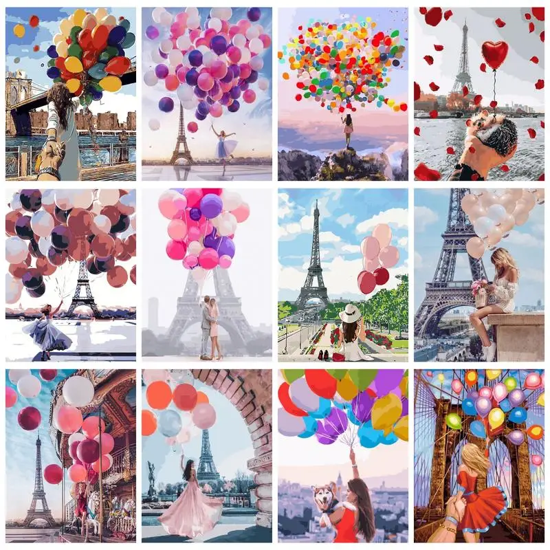 

CHENISTORY Modern Painting By Numbers Girls And Ballon Pictures By Numbers Handicrafts On Canvas Unique Gift Wall Art For Kids
