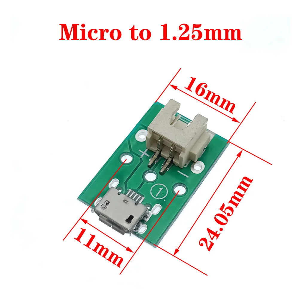 

Плата адаптера питания Micro USB с разъемом V8 «мама» на разъем MX1.25 XH2.54 PH2.0