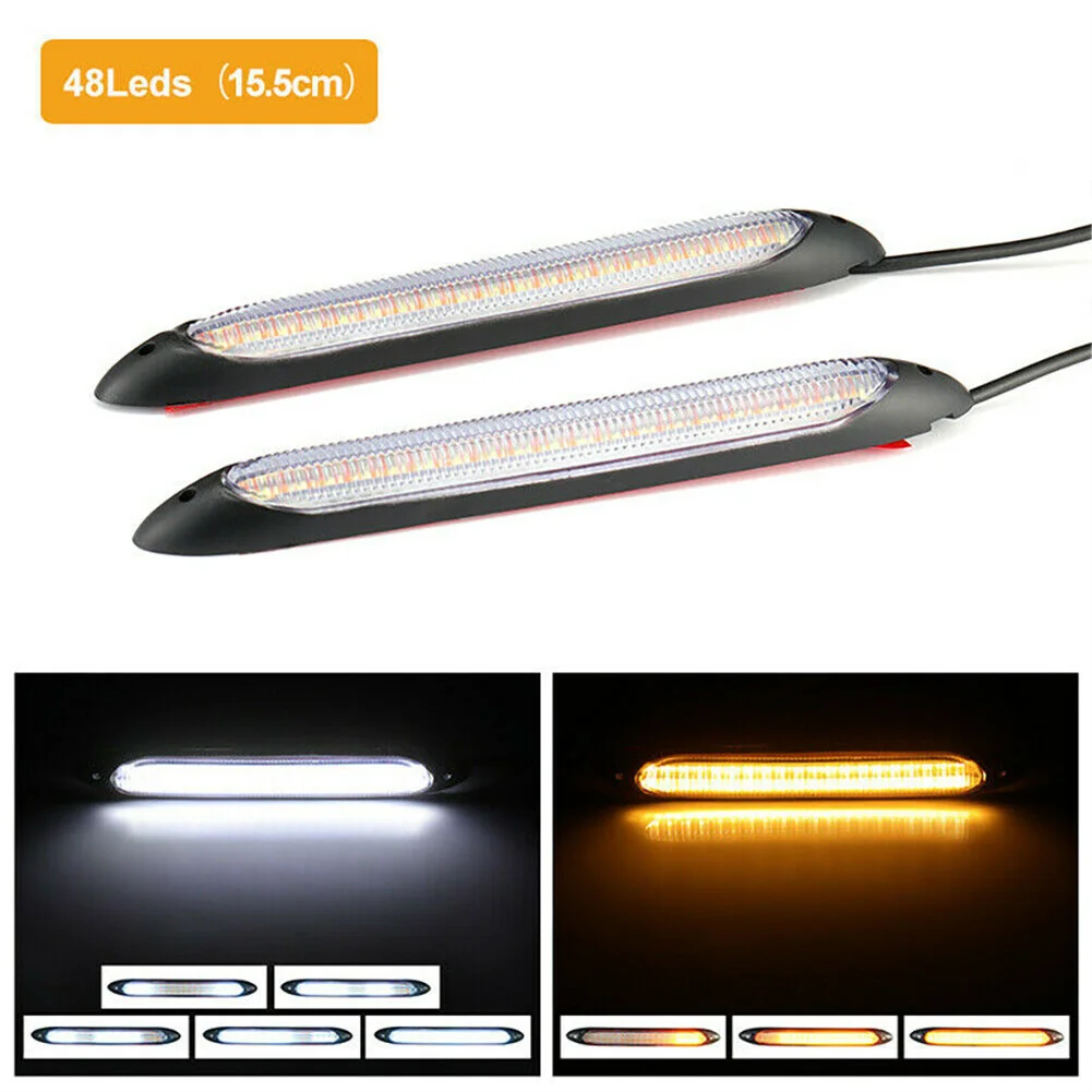 

2x DRL LED Headlight Strip Light Daytime Running Sequential Turn Signal Lamp Car LED Daytime Running Light DRL Strips
