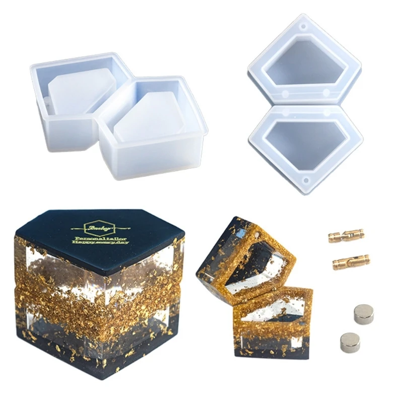 

DIY Crystal Epoxy Storage Box Moulds Jewelry Gift Silicone Molds Rings Storage Box Mold Silicone Material for Craft