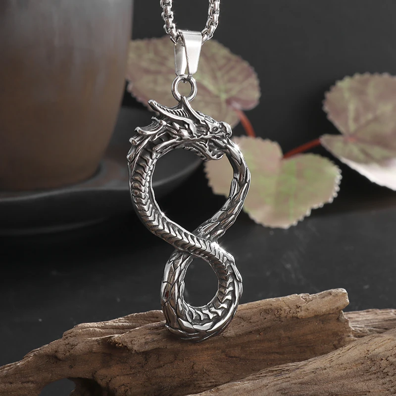 

Nordic Viking Dragon Pendant Myth Punk Necklace Men and Women Birthday Party Banquet Trendy Jewelry Machine Motorcycle Gift