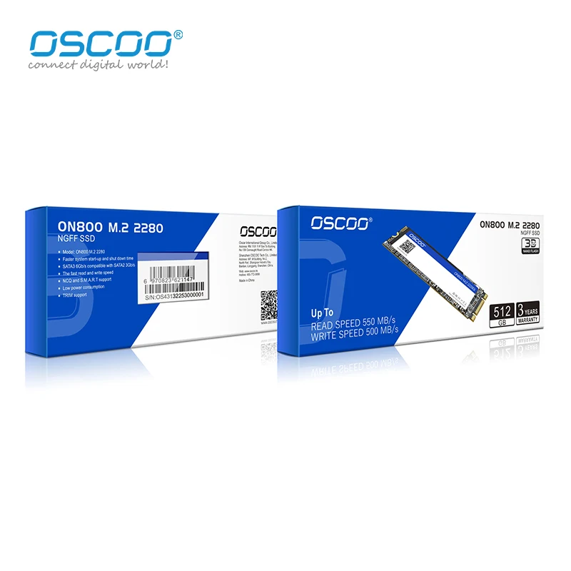 OSCOO SSD M.2 SATA3 2280 Внутренний жесткий диск 128 ГБ 256 512 M2 NGFF Жесткий твердотельный