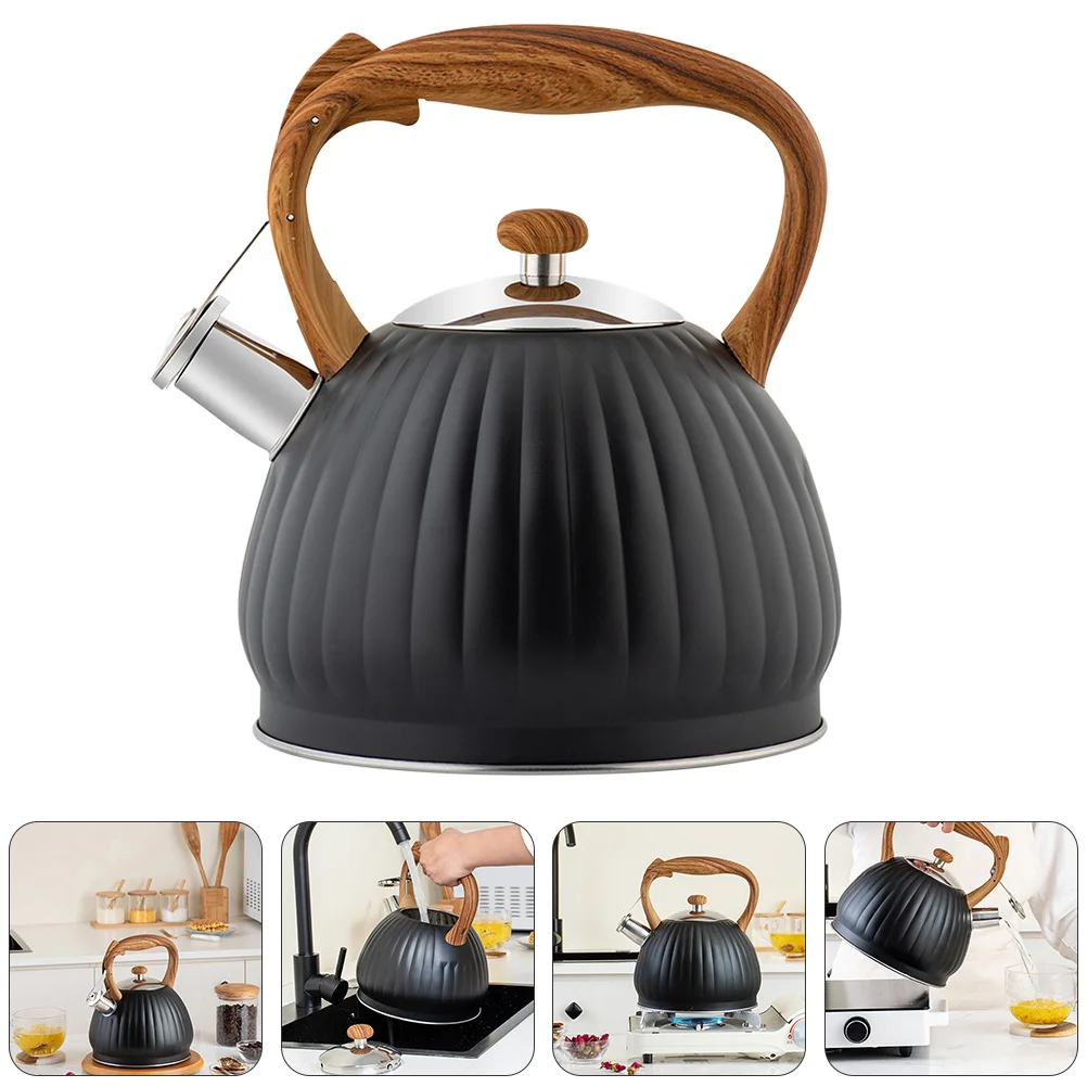 

1Pc 3.5L Chic Whistling Teakettle Boil Water Kettle Home Kettle (Black)