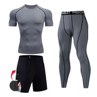 summer jogging clothing mens gym t shirt sports tights training suits set track suit men sportswear 4xl quick dry running suit