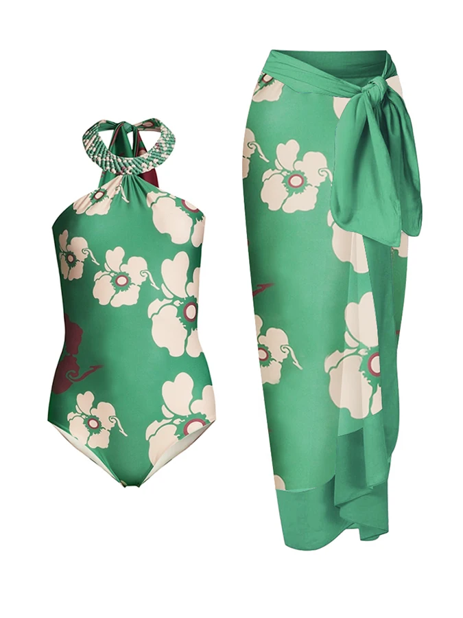

Fashion Sexy Women Floral Print Geometric Ruffle Bikinis Strappy Bandag Swimwear Set Bathing Suit Beach Suit & Cover-Up S-XL