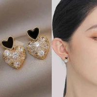 2022 new korean retro full diamond hearts stud earrings women fashion summer and autumn earrings jewelry party gift