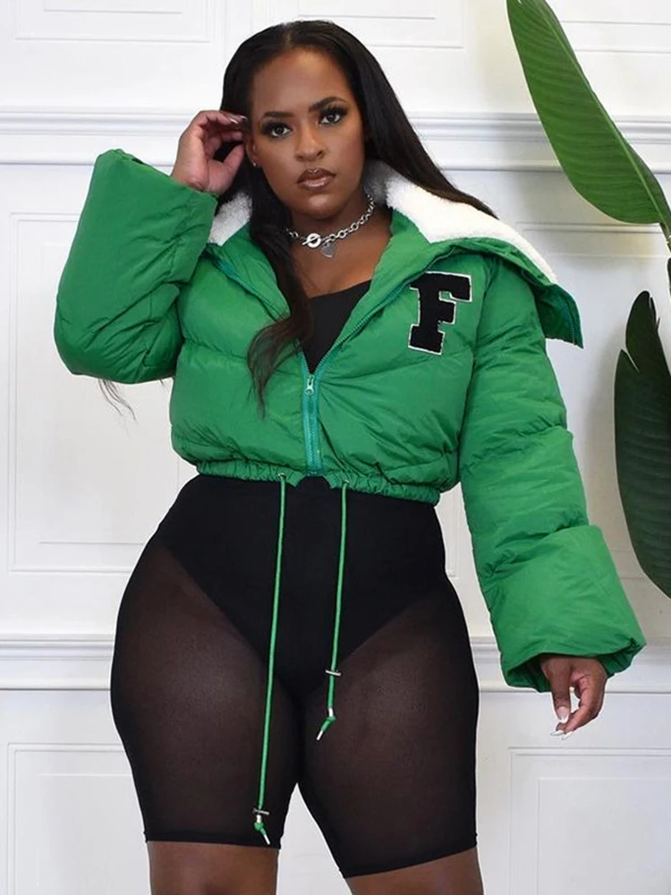 Sifreyr Y2K Letter Print Warm Jacket Coats Women Autumn Winter Zip Up Long Sleeve Down Wadded Jackets Fashion Streetwear Parkas