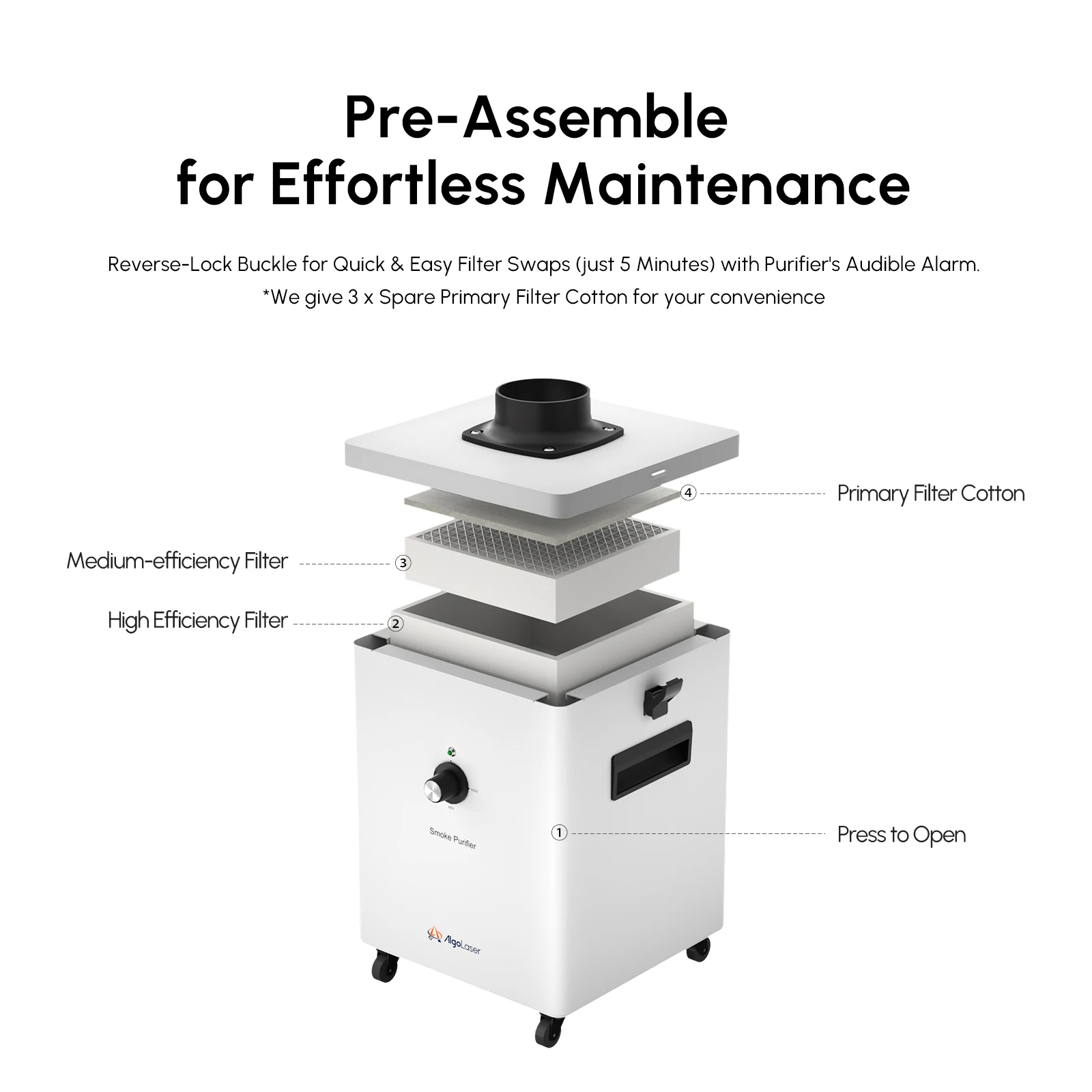 AlgoLaser Laser ALSP1.0 Настольный очиститель дыма Очиститель с низким уровнем шума