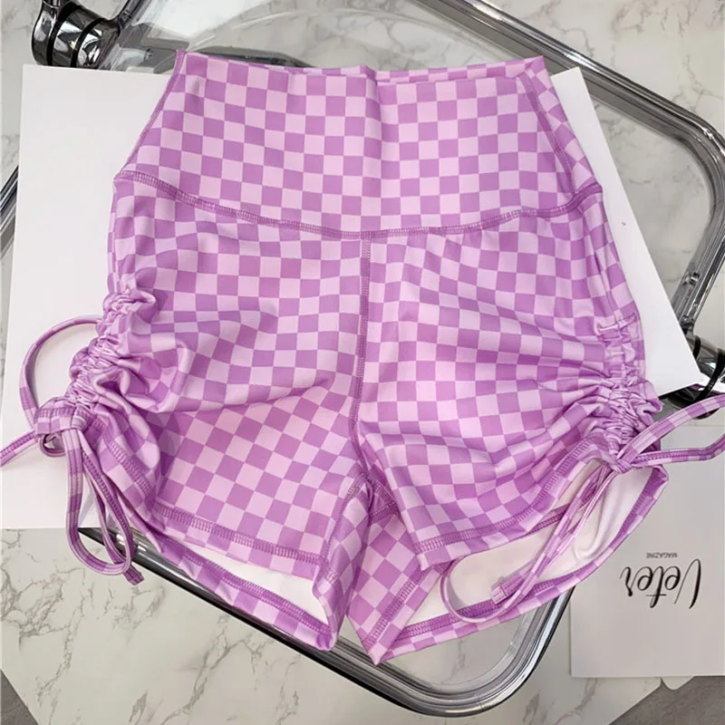 Women Sexy Stretch Lattice Sport Shorts  Brushed Women's Cycling Shorts High Waist Biker Running Shorts Booty Gym