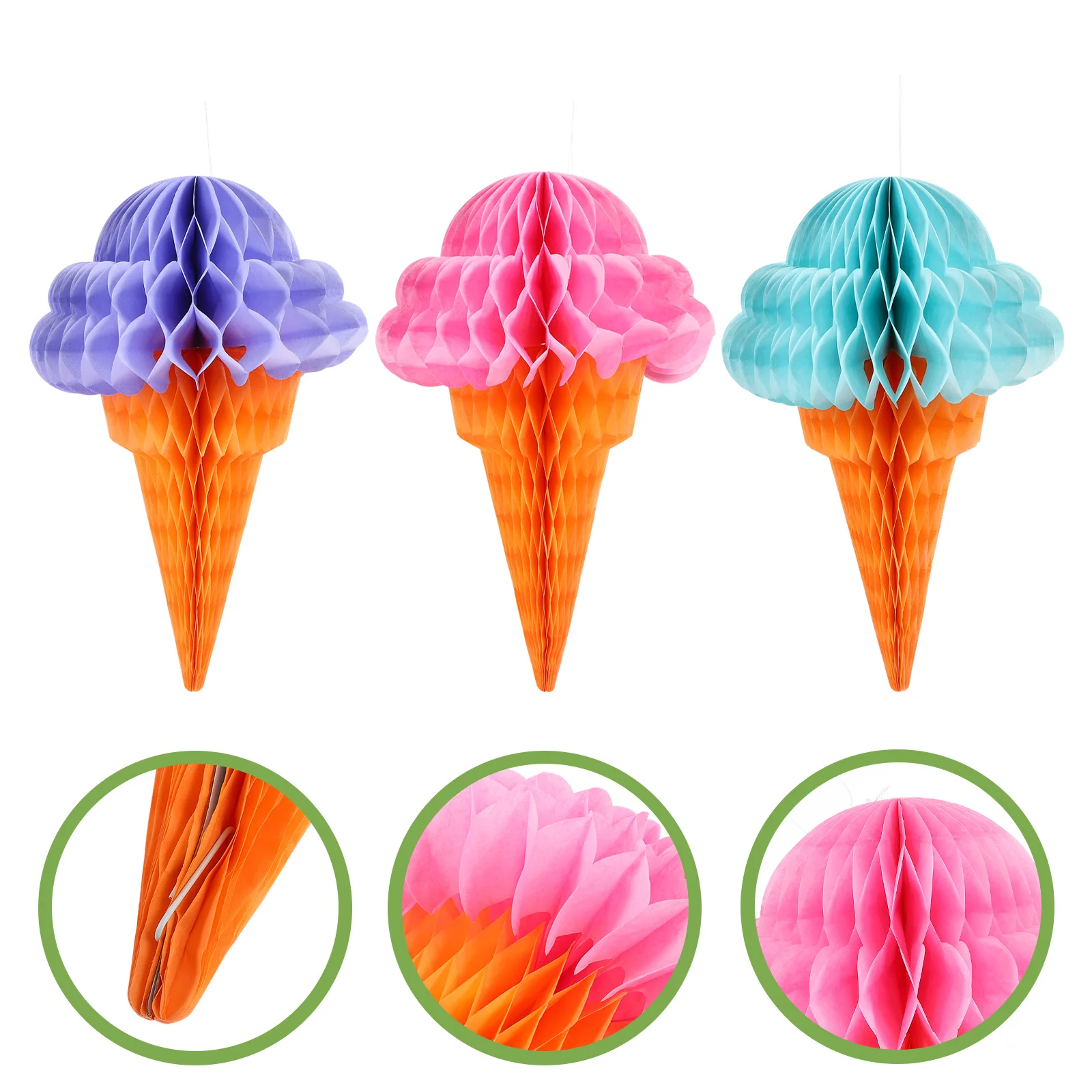 

Honeycomb Ice Cream Paperball Party Tissue Decorations Hawaii Pom Birthday Decoration Hanging Garland Poms Rainbow Lanterns