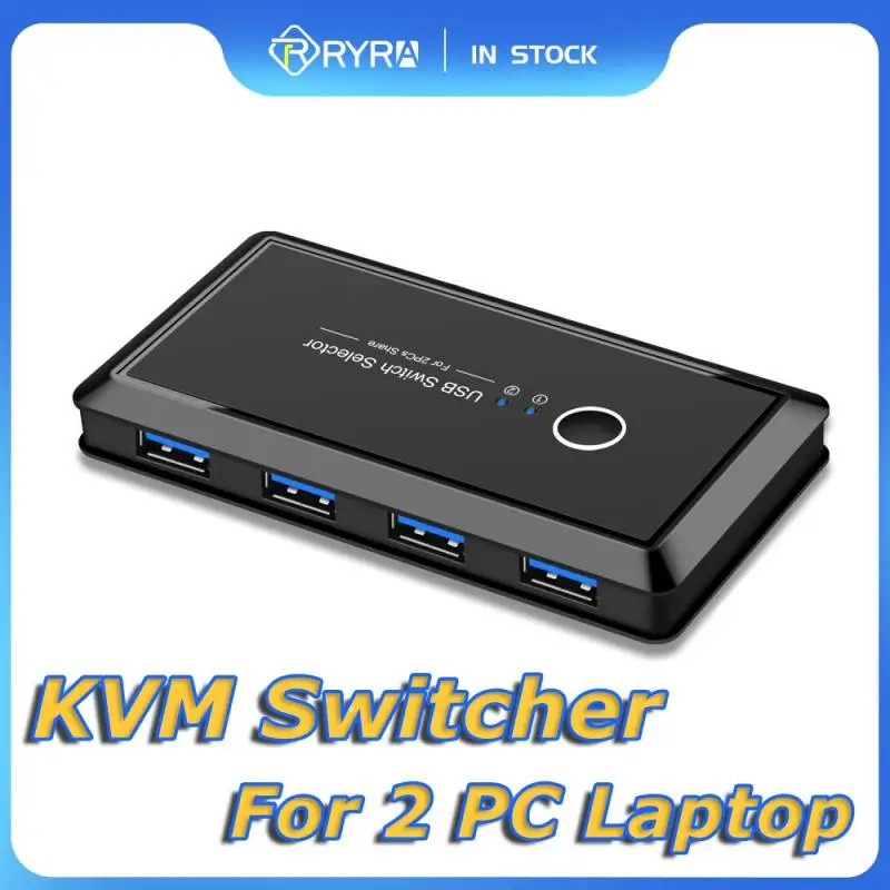 

RYRA 4 In 1 USB Hub Switch KVM Selector Switcher USB 3.0 Switch 2 PC Sharing 4 Ports Devices For Keyboard Mouse Printer Monitor
