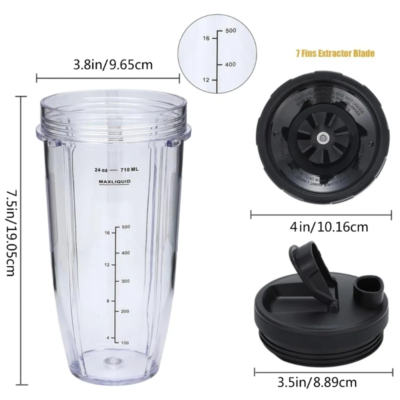 Сменные чашки блендера для Ninja BN801-24 унции с 7 лезвиями детали подходят BL480 BL482 BL642