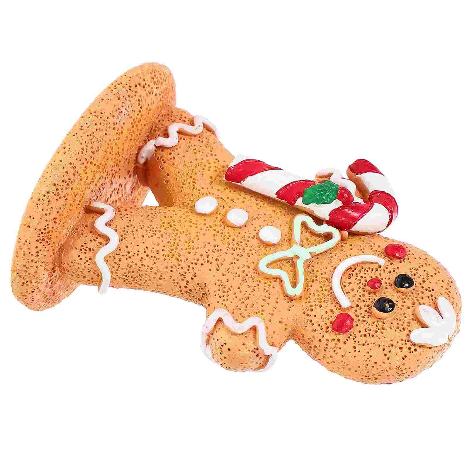 

Christmas Tabletop Decorations Resin Gingerbread Men Lollipop Figurines Xmas Cartoon Gingerbread Display Statue