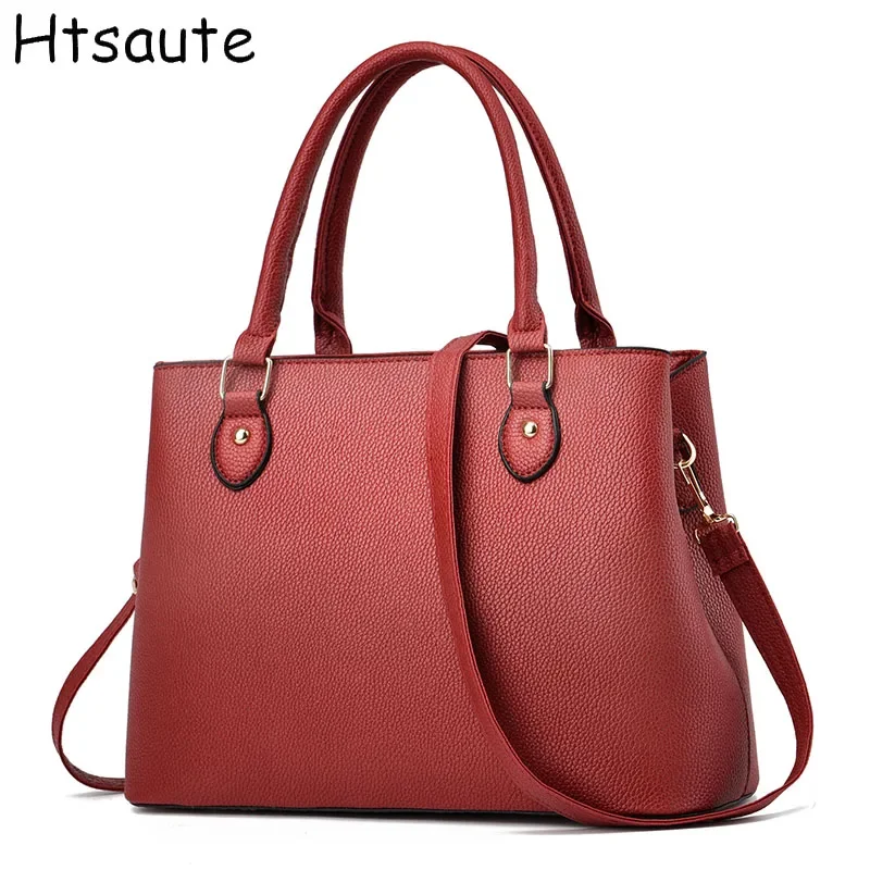 

PU Leather Women Handbags Female Leisure Shoulder Bags Fashion Purses Vintage Bolsas Large Capacity Travel Tote bag Solid Color