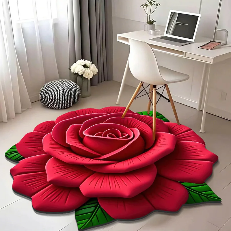 

Бархатный 3D ковер с голубой розой JUSTCHIC
