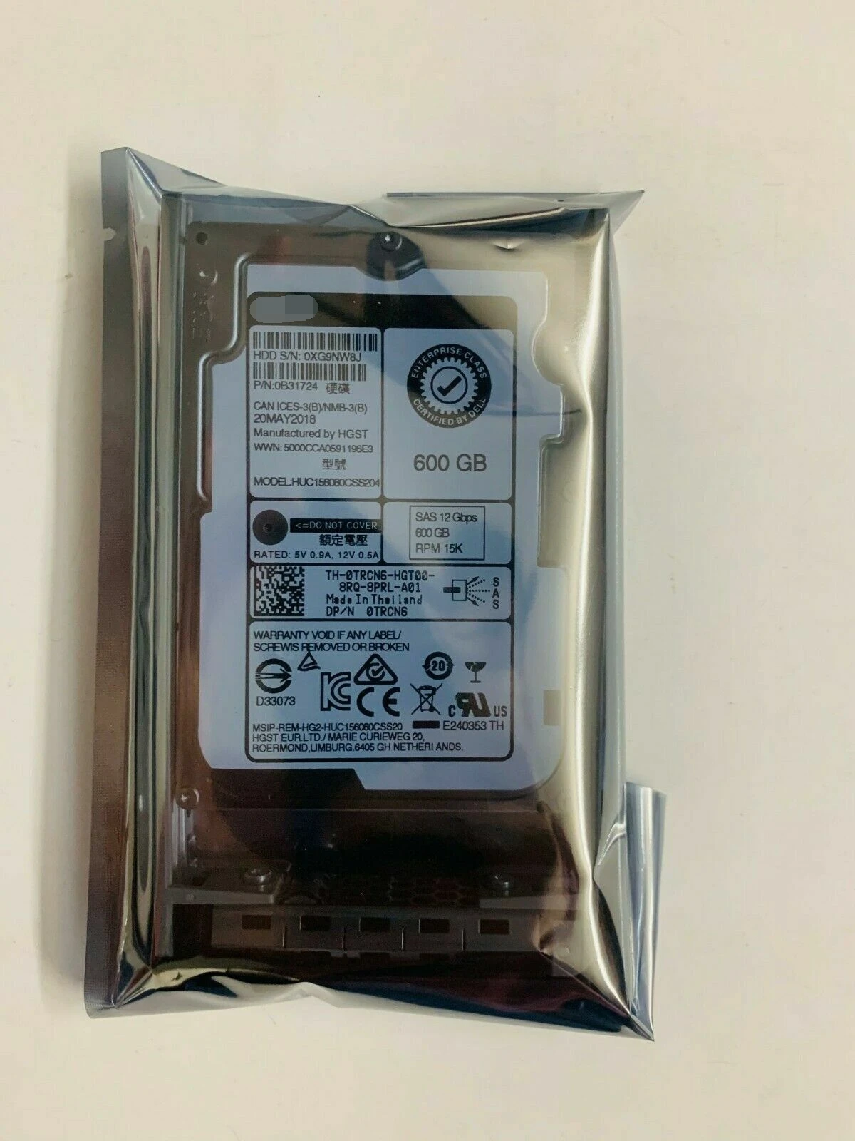 

FOR NEW Dell TRCN6 0TRCN6 600GB 15K SAS 2.5" 12Gb/s HDD Hard Drive With Tray