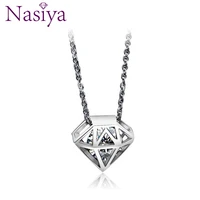 fashion small solid sterling silver color necklace for women fine jewelry zircon cz hollow out pendant valentines gifts