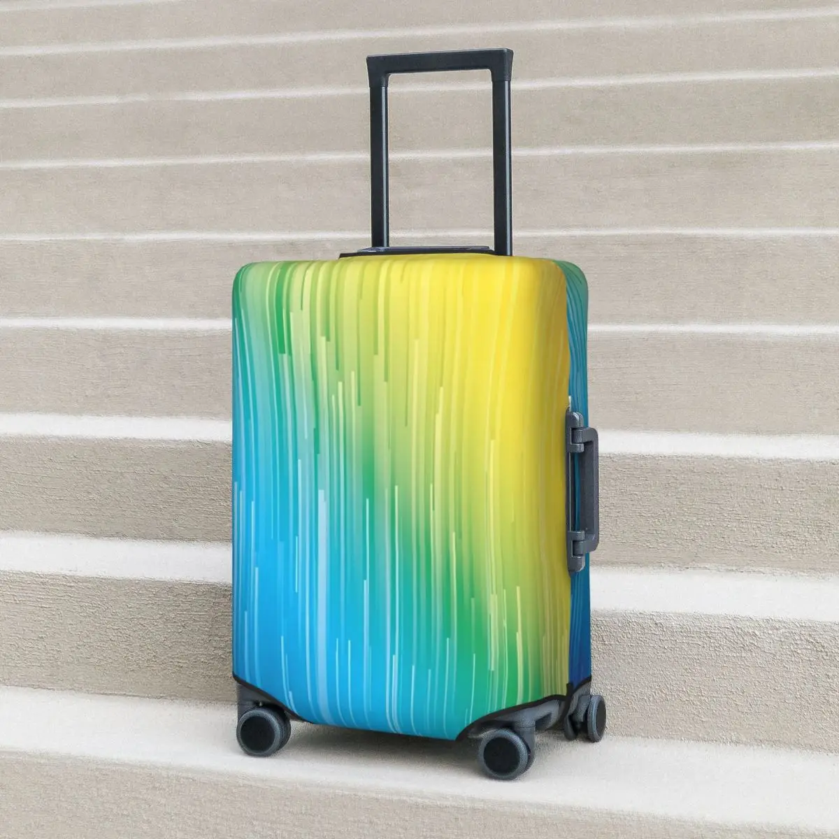 

Rainbow Striped Suitcase Cover Vertical Lines Flight Business Practical Luggage Case Protector