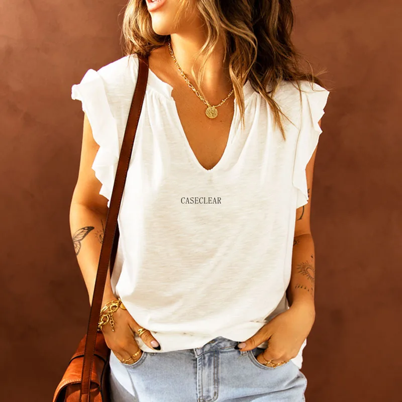 

2022 summer outer wear casual vest women's all-match ruffled sleeveless top