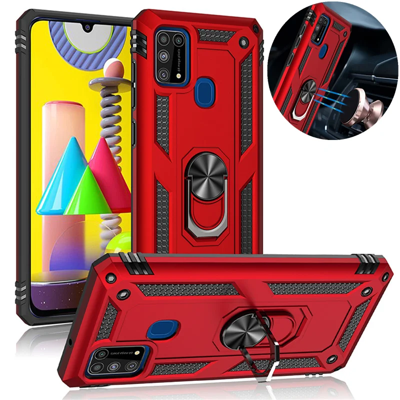 

For Samsung Galaxy M31 SM-M315F/DS Case Magnetic Car Holder Ring Phone Case for Galaxy M31 M 31 Coque Matte Funda