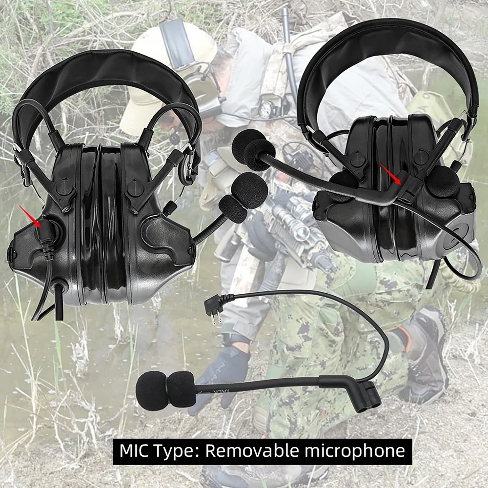 Hearangel Tactical Headset COMTAC II,Sound Pickup Noise Reduction & Kenwood 2 Pin U94 PTT for Airsoft Activitie Shooting Headset