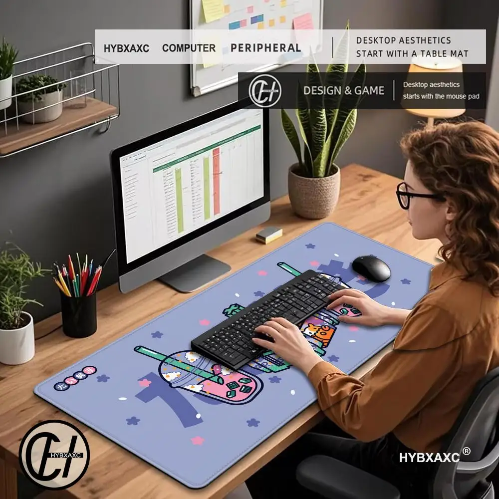 Игровой коврик для ноутбука HYBXAXC из натурального каучука, ультрабольшой, с дизайном «Кавайный Тунец Терияки» и «Волнообразным полем», шелковисто-гладкий, для киберспорта, настраиваемый (art.: 3920da3662441) - 3920da3662441