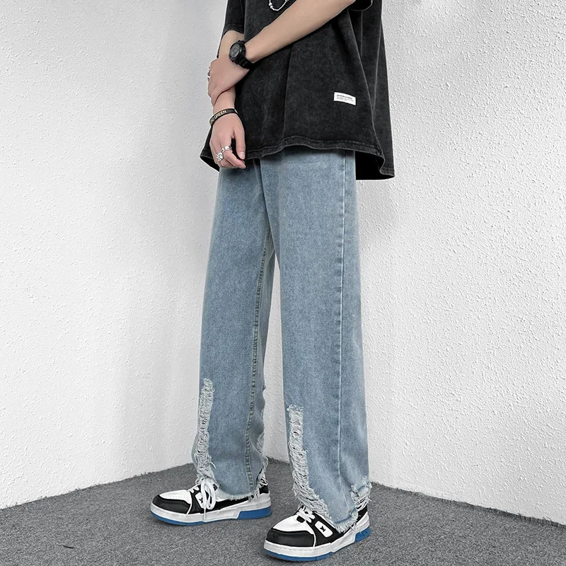Men's Jeans Harajuku Trend Casual Solid Color Straight Loose Jeans Korean Style Hip Hop Jeans Y2k Streetwear Boyfriend Jeans MEN