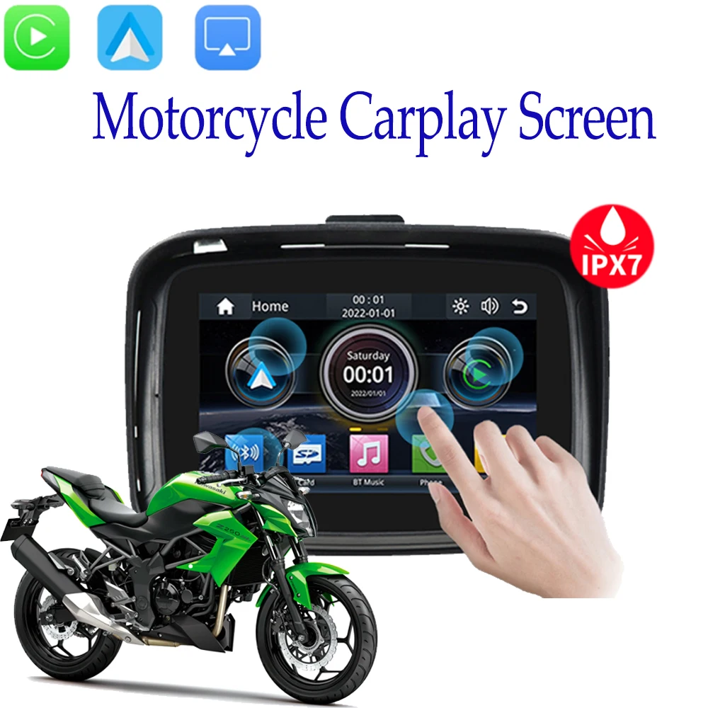 

5 pollici portatile navigazione GPS Moto Display impermeabile Moto Wireless Apple Carplay Android Auto IPS schermo IPX7
