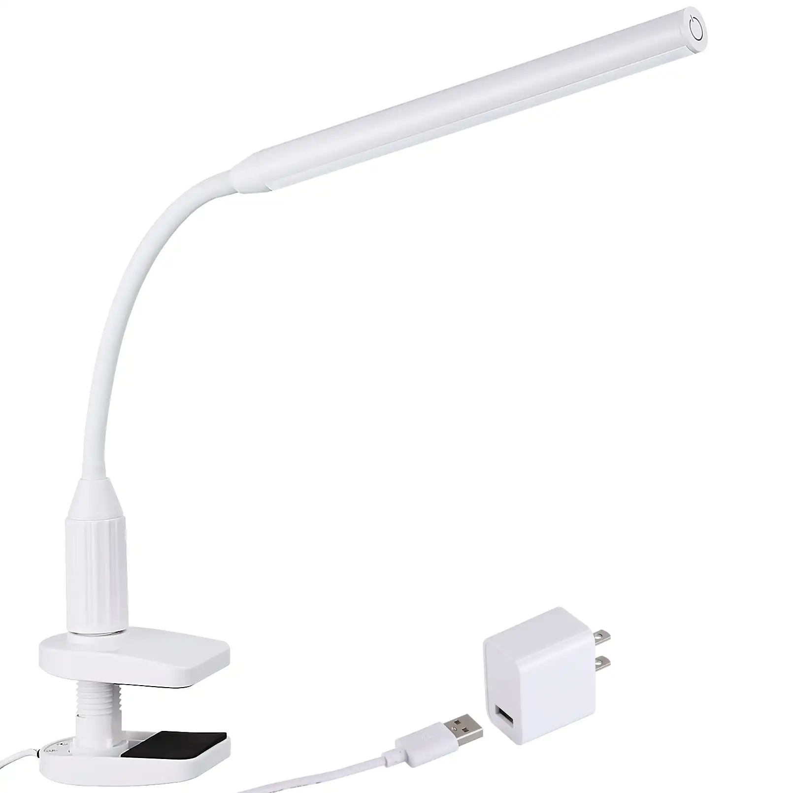

5W Dimmable Clamp Desk Lamp, 26 LEDs Eye-Care Touch Sensitive Light with Memory Function, 4000K Cool White, USB Powered, Power A