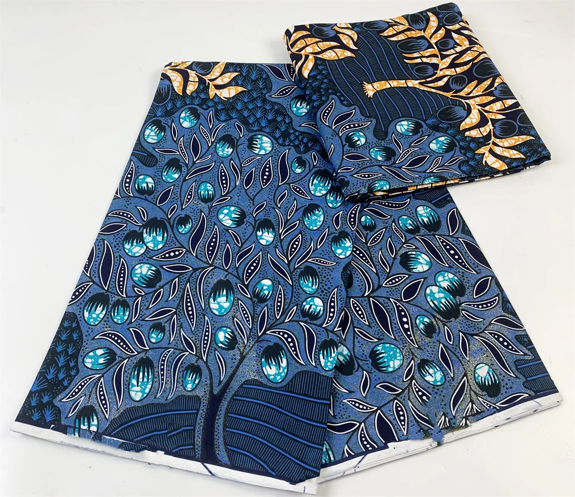 

Новый Большой Африканский Воск блестящая ткань хлопок Анкара батик материал хорошее качество Голубой цвет для шитья свадебного платья