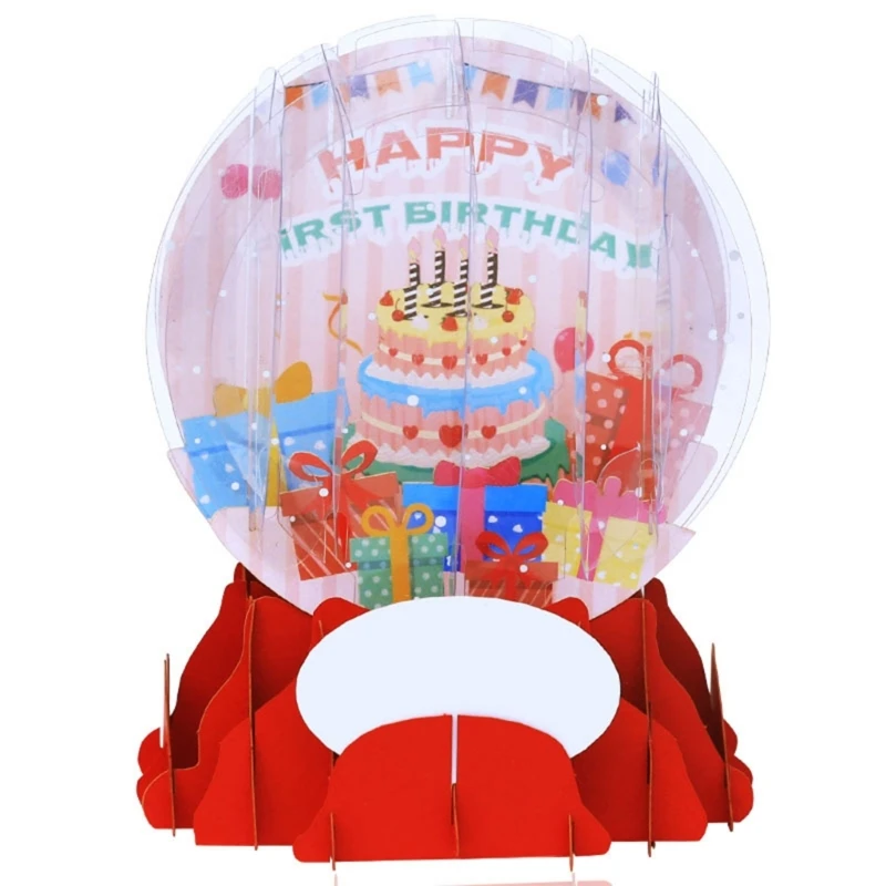 

3D Cake Crystal Ball Happy Birthday Greeting Card Paper Card Supplies