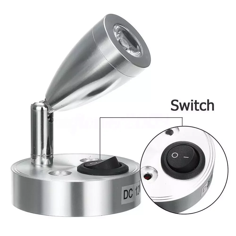 

DC 12V 3W 6000K Cold White LED Spot RV Bedside Lamp Caravan Boat Trailer Campervan Interior Reading Light Home Wall Lighting