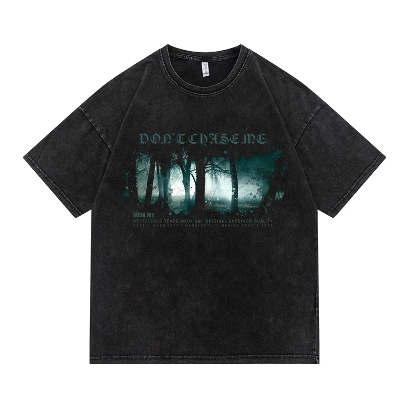 

Gothic Graphic Short Sleeve T Shirts Men Women Clothing Hip Hop Baggy Tees Tops Woods Scenery Print Oversized T Shirt Couples
