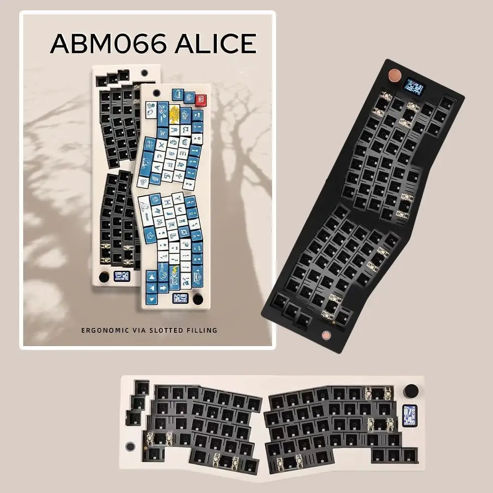 

ABM066 Алиса-раскладка через программируемый горячий заменяемый Bluetooth/2,4 ГГц/Type-C Проводная/Беспроводная механическая клавиатура для Win/Mac