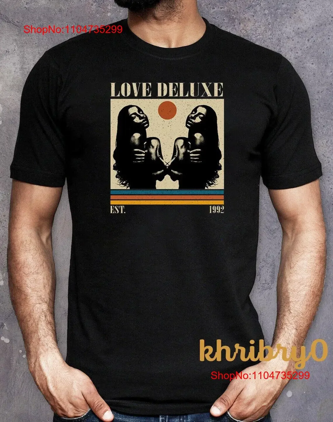 Фото Love Deluxe Est 1992, музыкальная хлопковая футболка B91668, винтажный стираный топ для повседневной носки, мягкая дизайнерская одежда, растягивающаяся унисекс №1