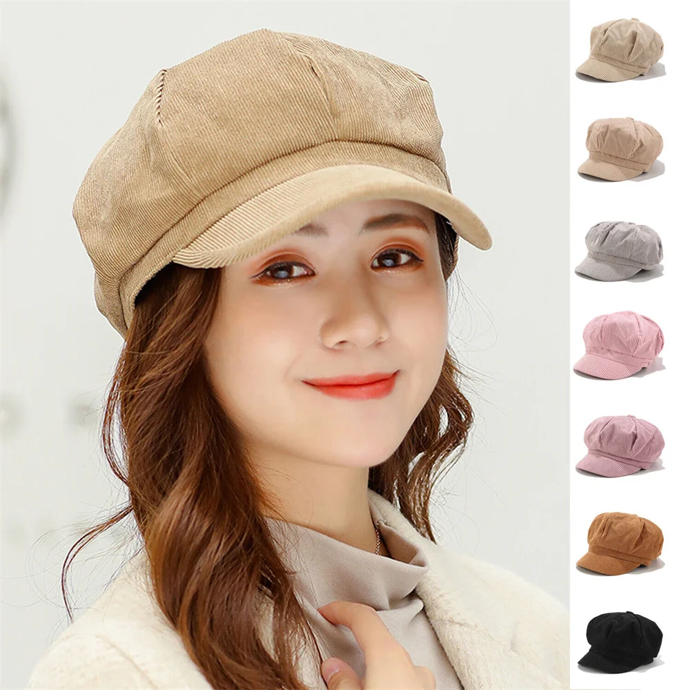 

Fashion Solid Color Octagonal Hat Female Panama Stylish Artist Painter Newsboy Caps Beret Woman Hat Autumn Winter New Arrival