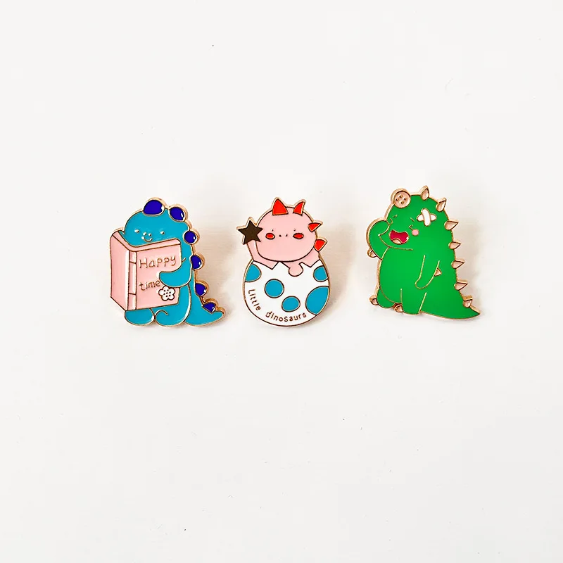 Эмалированные заколки в виде маленького динозавра милые значки с отворотами