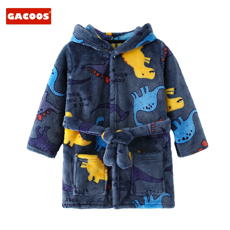 

Мягкая детская Фланелевая пижама, новинка 2022 года, халат с динозавром для мальчиков, детский халат на осень и зиму, домашняя одежда для мален...