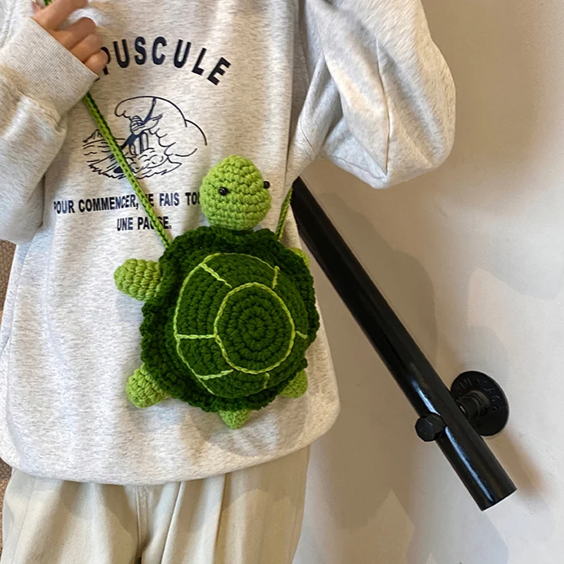 Милая зеленая кукла-черепаха сумка на плечо вязаная через повседневная женская