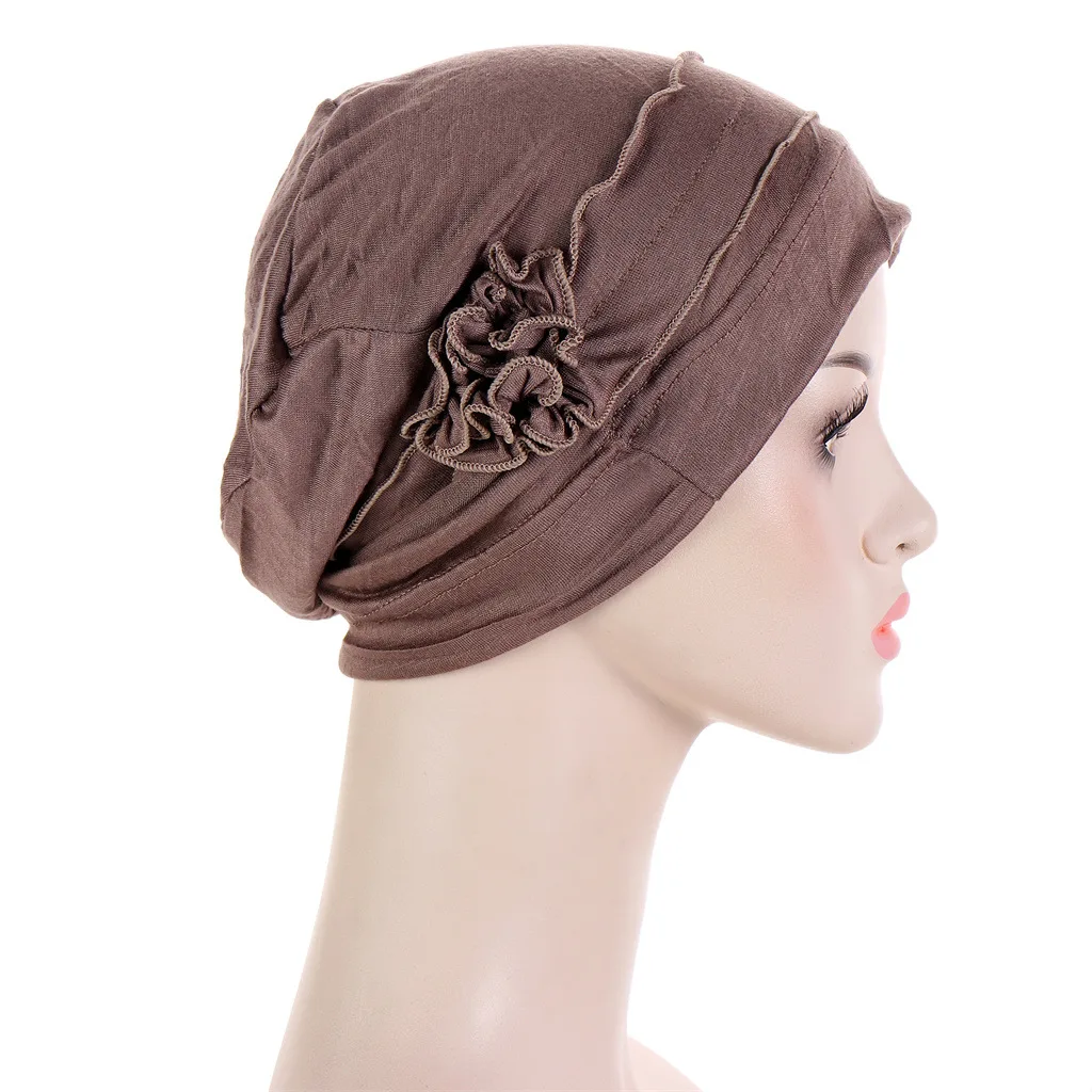 Hijabs for Woman with Floral Decor Islamic Clothing for Women Elegant Turban Elastic Inner Hijabs Breathable Muslim Women Hijab