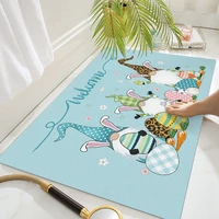 easter door mat truck gnomes pattern non slip plaid floor carpet water absorption bath rugs happy easter party decoration