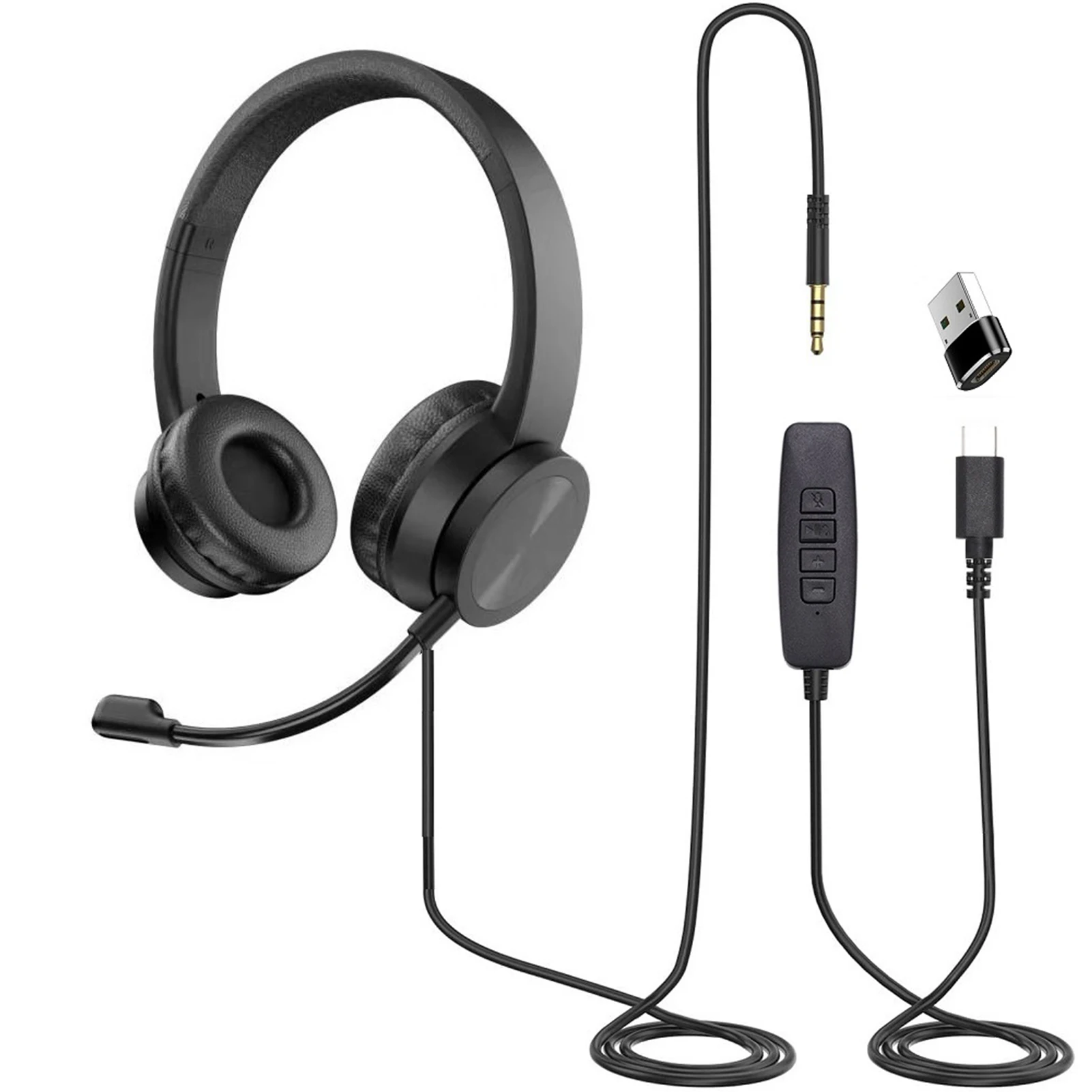 3 In 1 School Wired Headset Gaming Lightweight Classroom With Microphone Universal Type C Noise Cancelling Home Gift Call Center