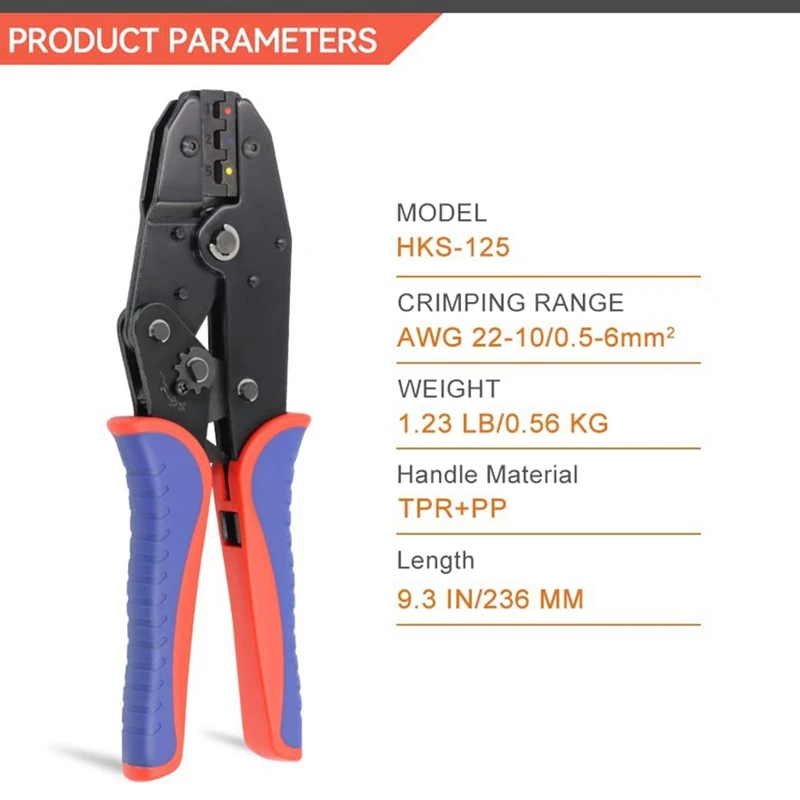 Crimping Tools For Heat Shrink Connectors - Ratchet Wire Crimpers AWG 22-10 (0.5-6.0Mm²) Terminal
