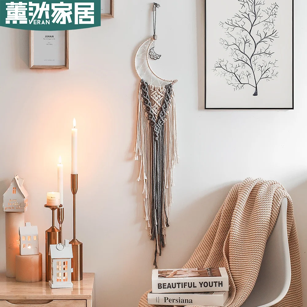 

Hand Woven Tapestry Moon Dream Catcher Pendant Home Accessories Living Room Background Decoration Gt090 fairy tapestry